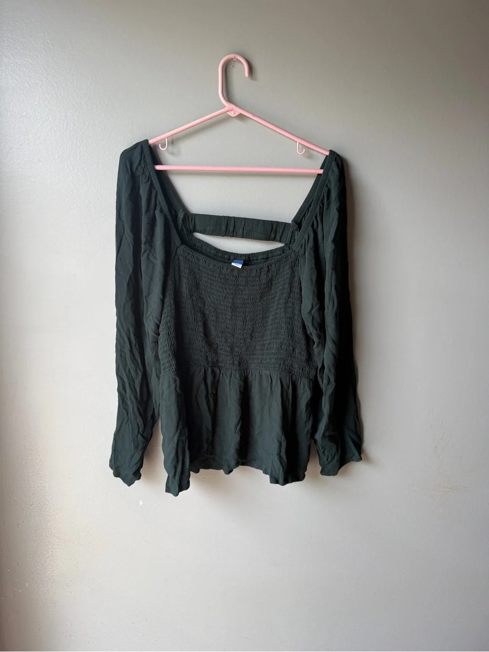 Women’s Smocked Peplum Blouse Puff Sleeve Cottagecore Boho Fairy Green XXL